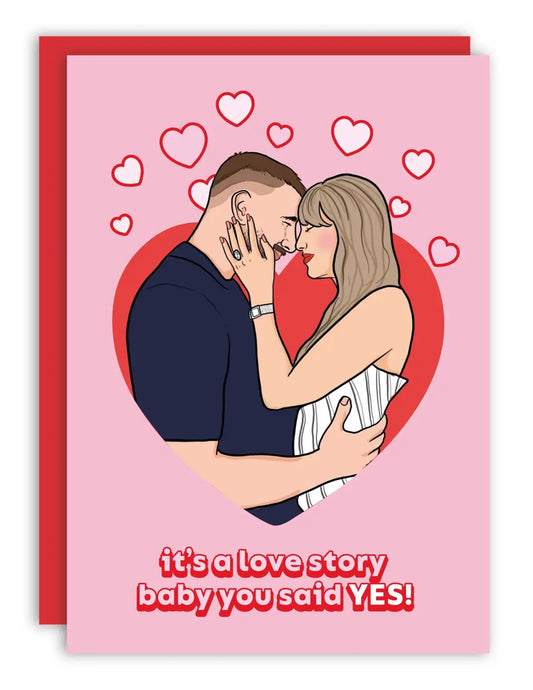 It's A Love Story Engagement Greeting Card