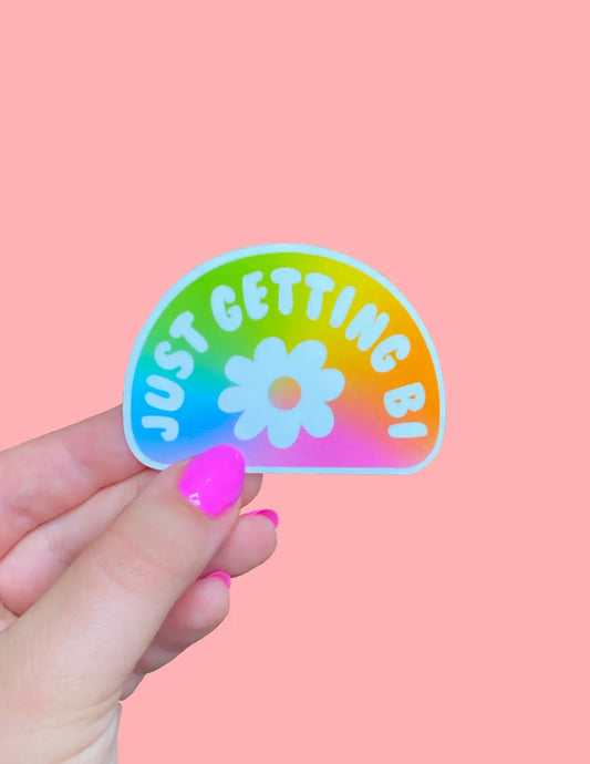 Just Getting Bi Rainbow Sticker
