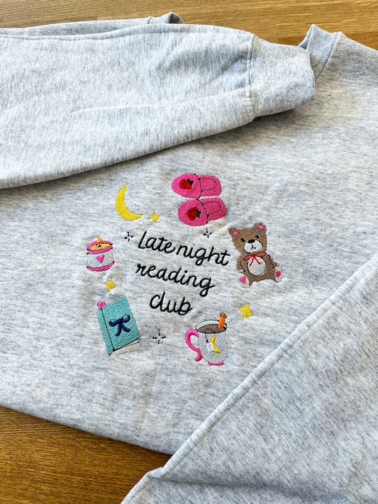 Late Night Reading Club Embroidered Crewneck