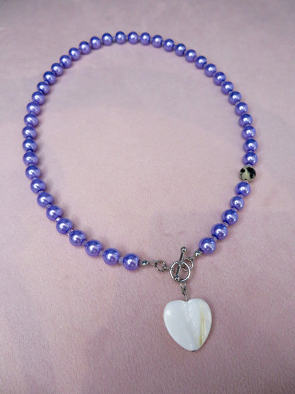 Lavender Heartbreak Beaded Charm Necklace