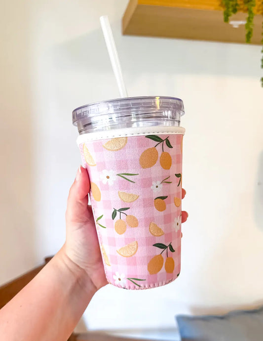 Lemon Gingham Coffee Coozie