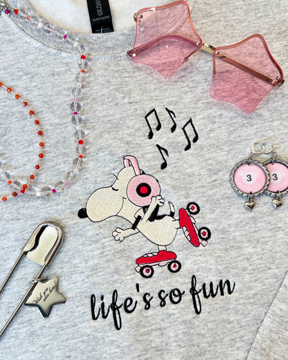 Life's So Fun Embroidered Crewneck