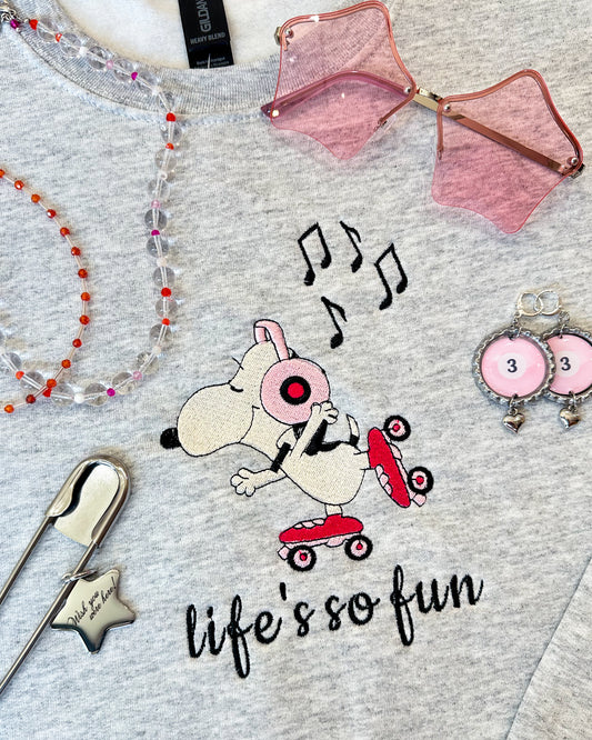 Life's So Fun Embroidered Crewneck