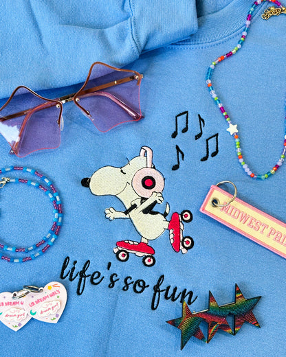 Life's So Fun Embroidered Crewneck
