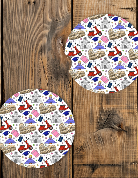 Lizzie Pattern Car Coaster Set