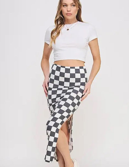 Madison Checkered Pencil Skirt