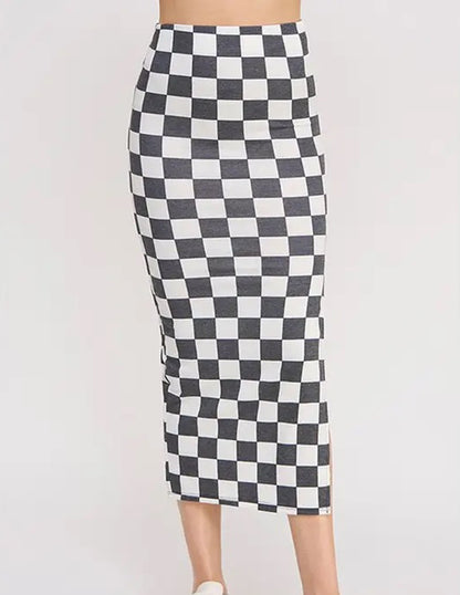 Madison Checkered Pencil Skirt