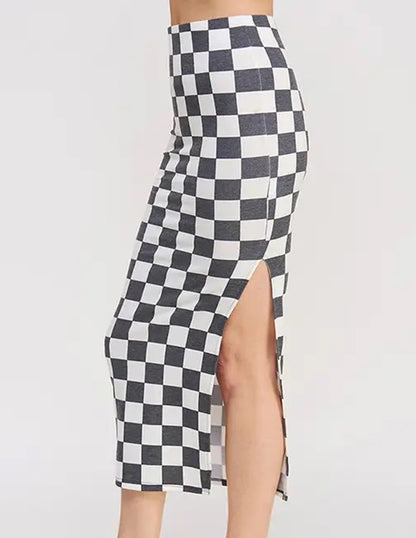 Madison Checkered Pencil Skirt