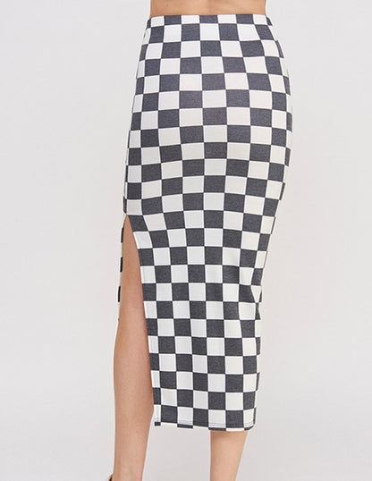 Madison Checkered Pencil Skirt