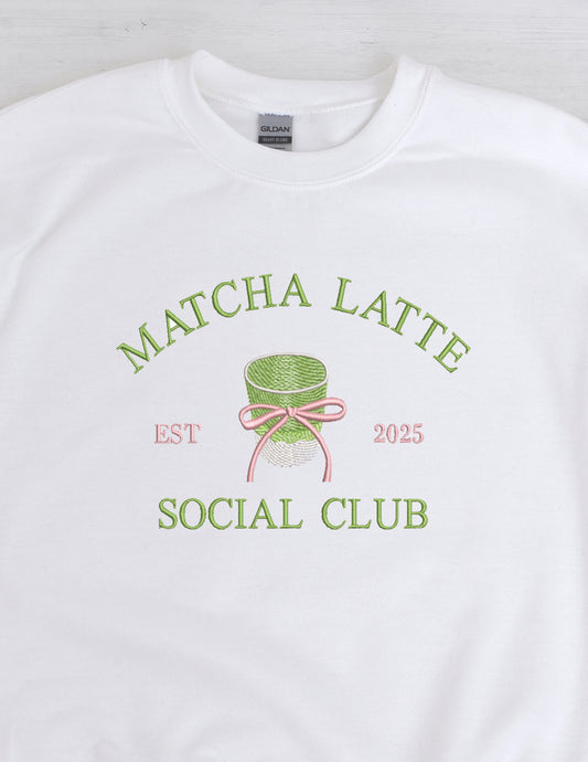 Matcha Latte Social Club Embroidered Crewneck