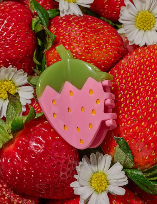 Mini Pink Strawberry Hair Claw Clip