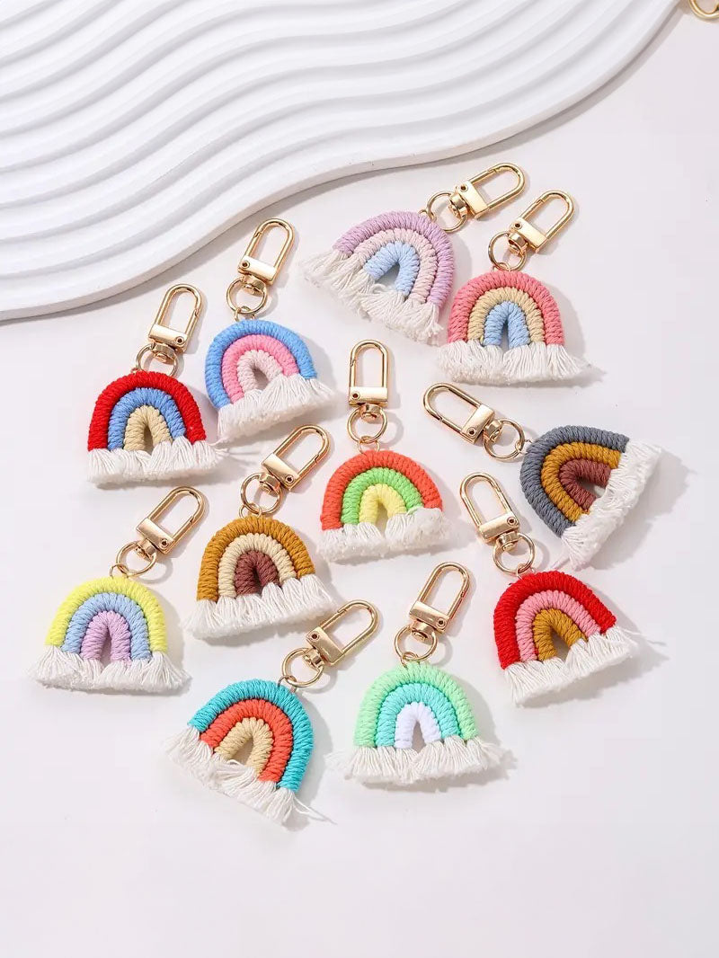 Mini Rainbow Crochet Keychain