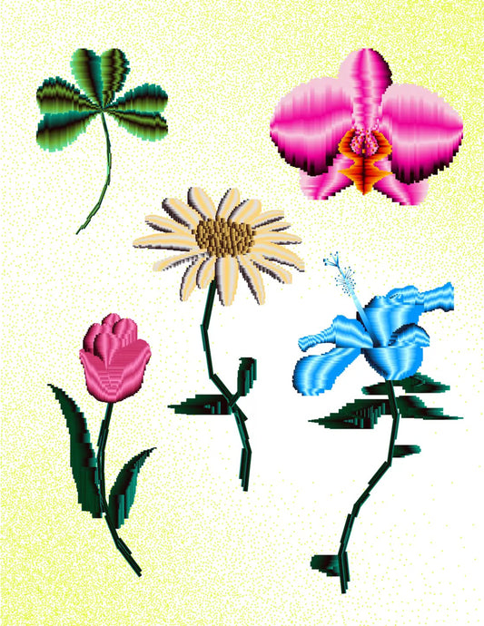 Nostalgia Flowers Pixel Print