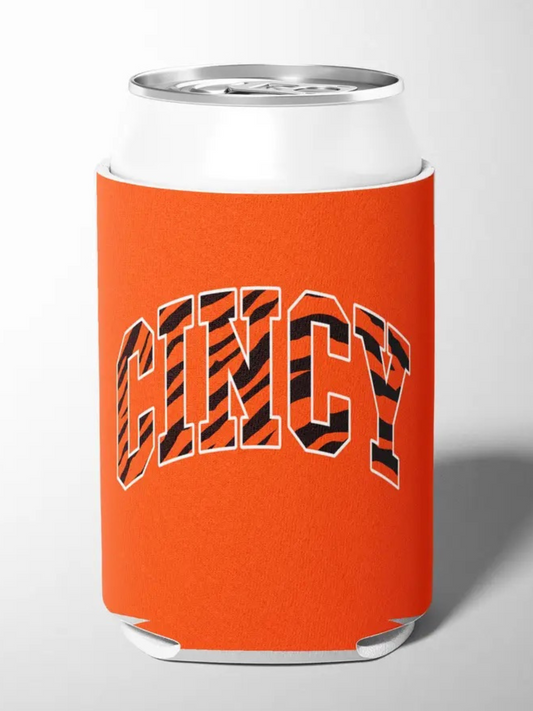 Orange Bengal Stripe Cincy Can Cooler