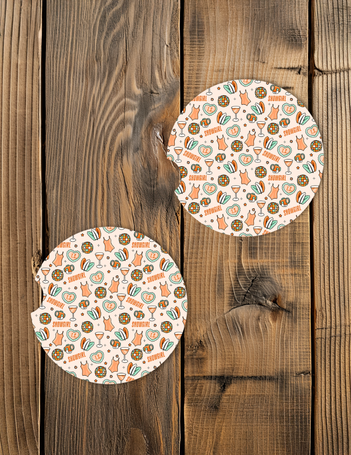 Orange Pattern Car Coaster Set