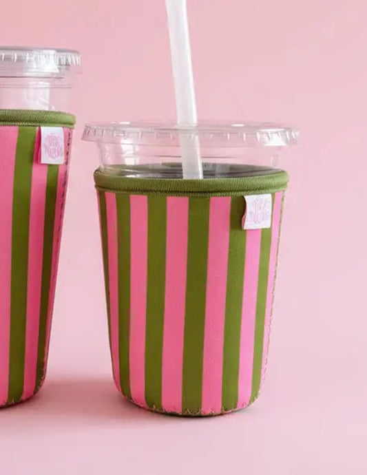 Pink & Green Stripes Coffee Coozie