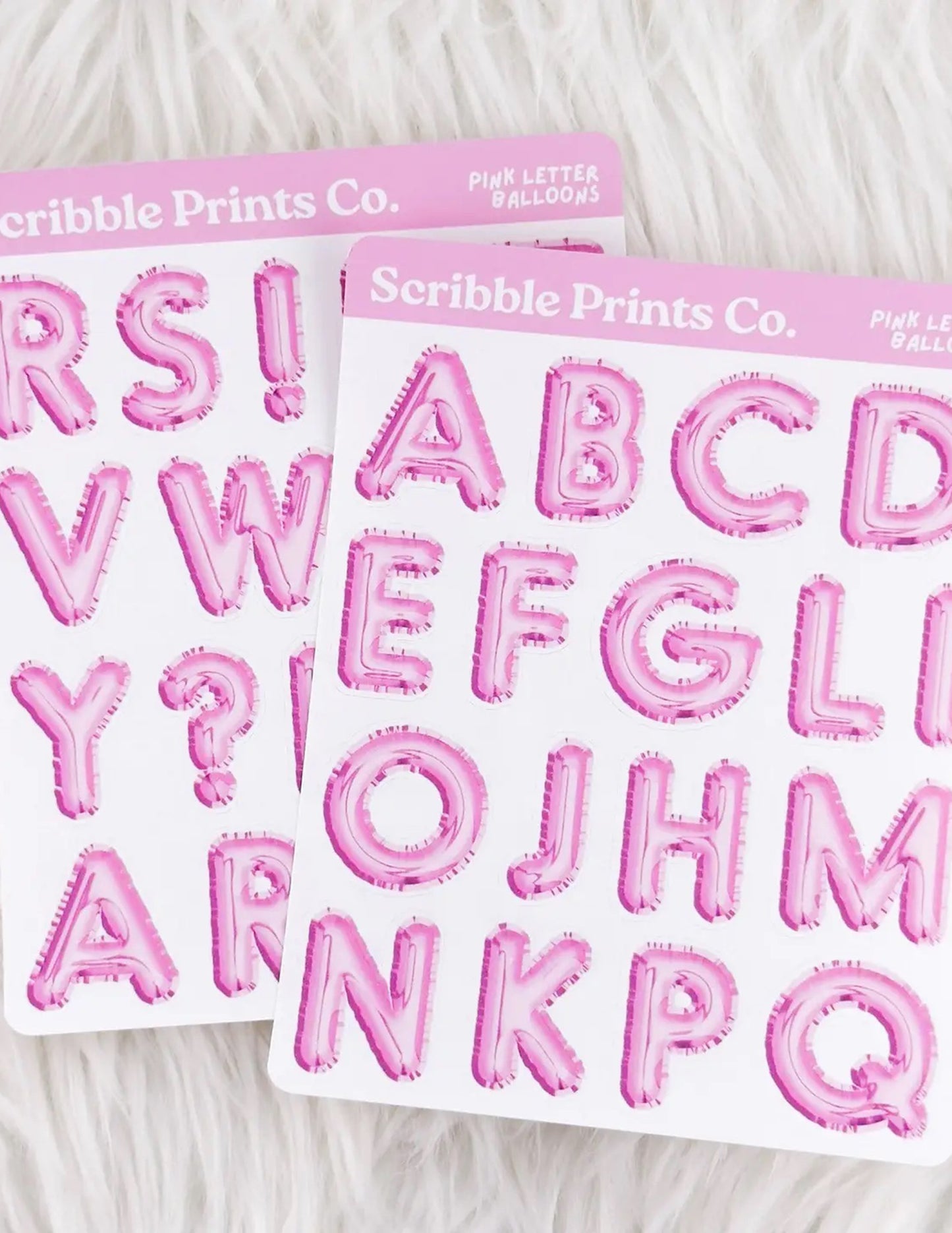 Pink Balloon Letters Sticker Sheet