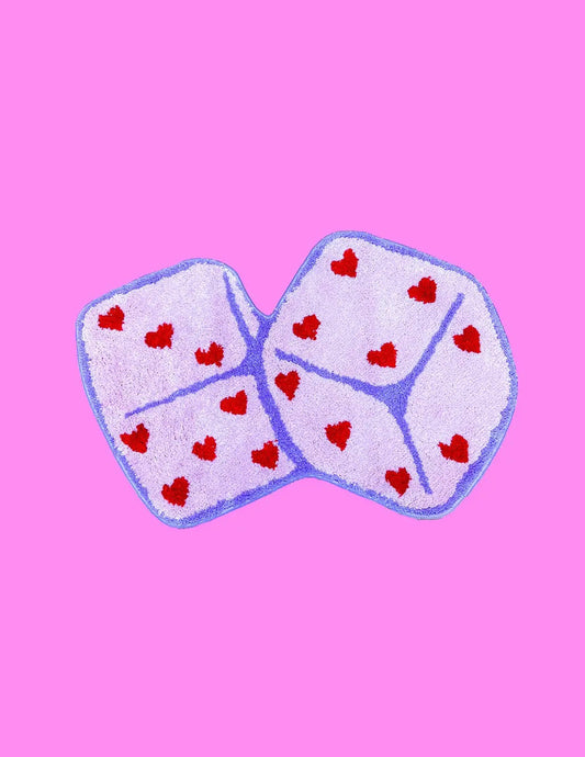 Pink Dice With Hearts Rug