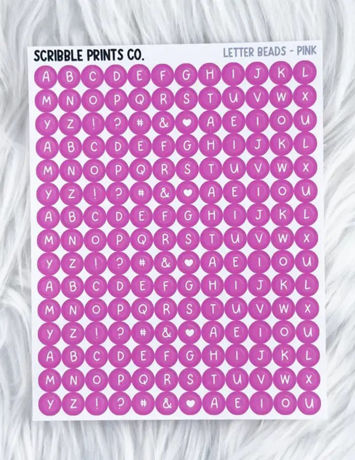 Pink Letter Beads Sticker Sheet
