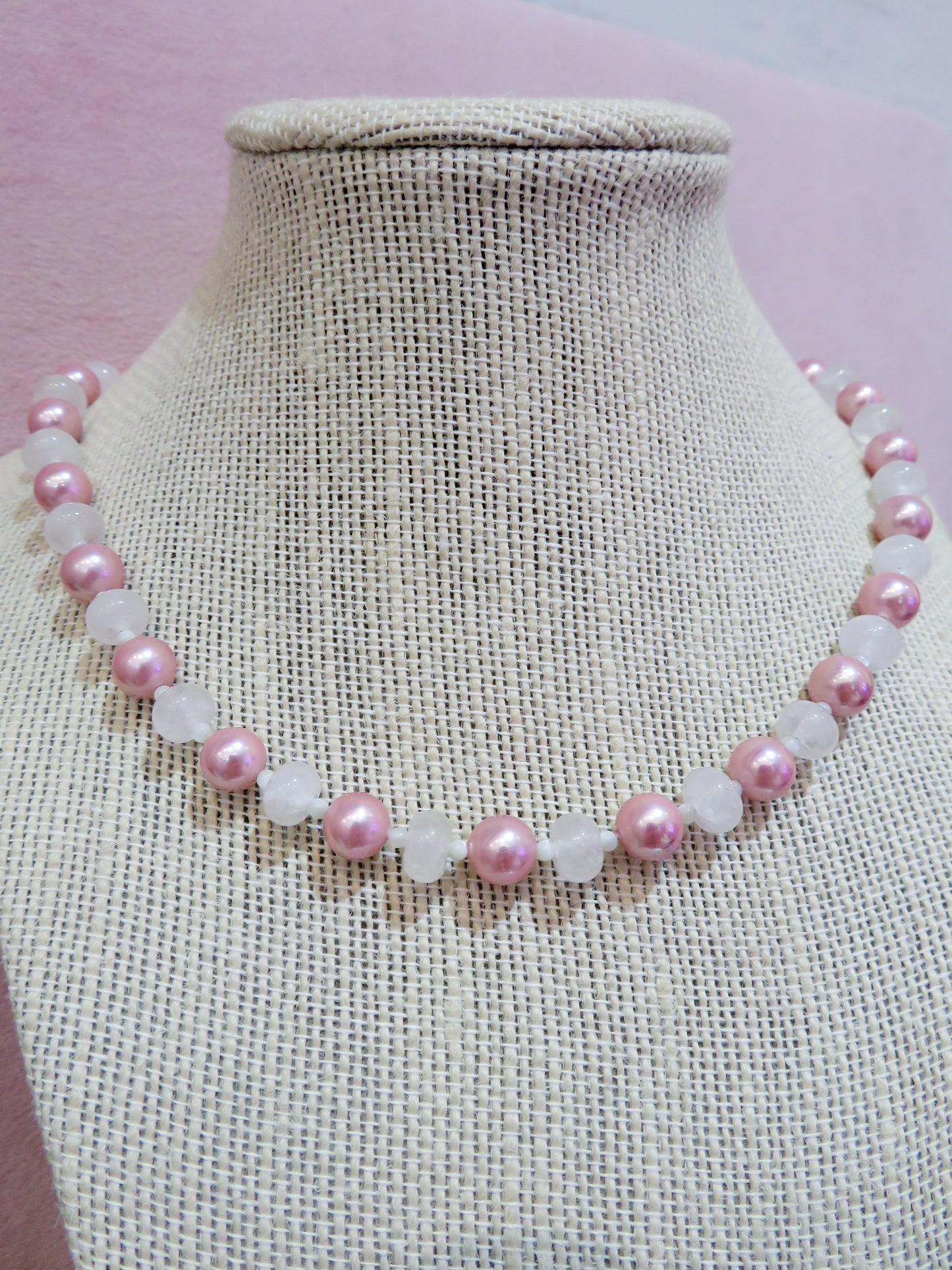 Pink Pearl Beaded Necklace