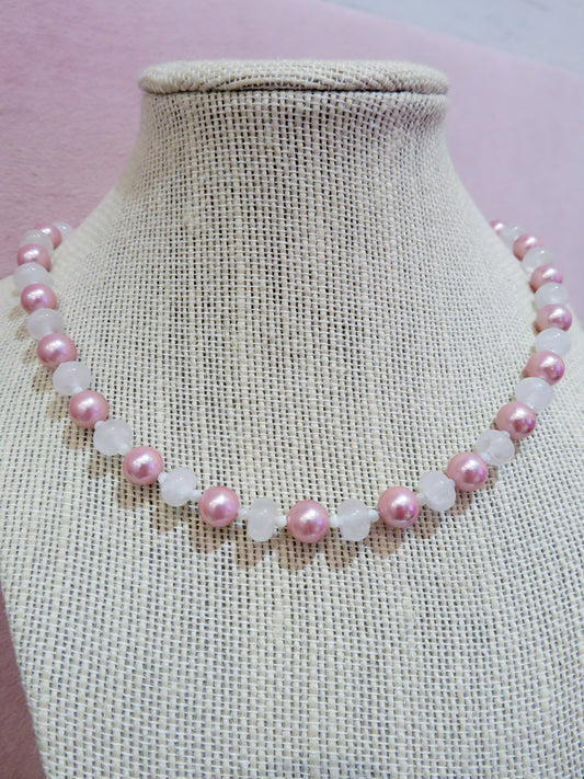 Pink Pearl Beaded Necklace