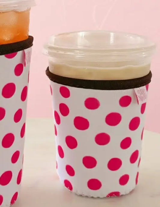 Pink Polka Dots Coffee Coozie