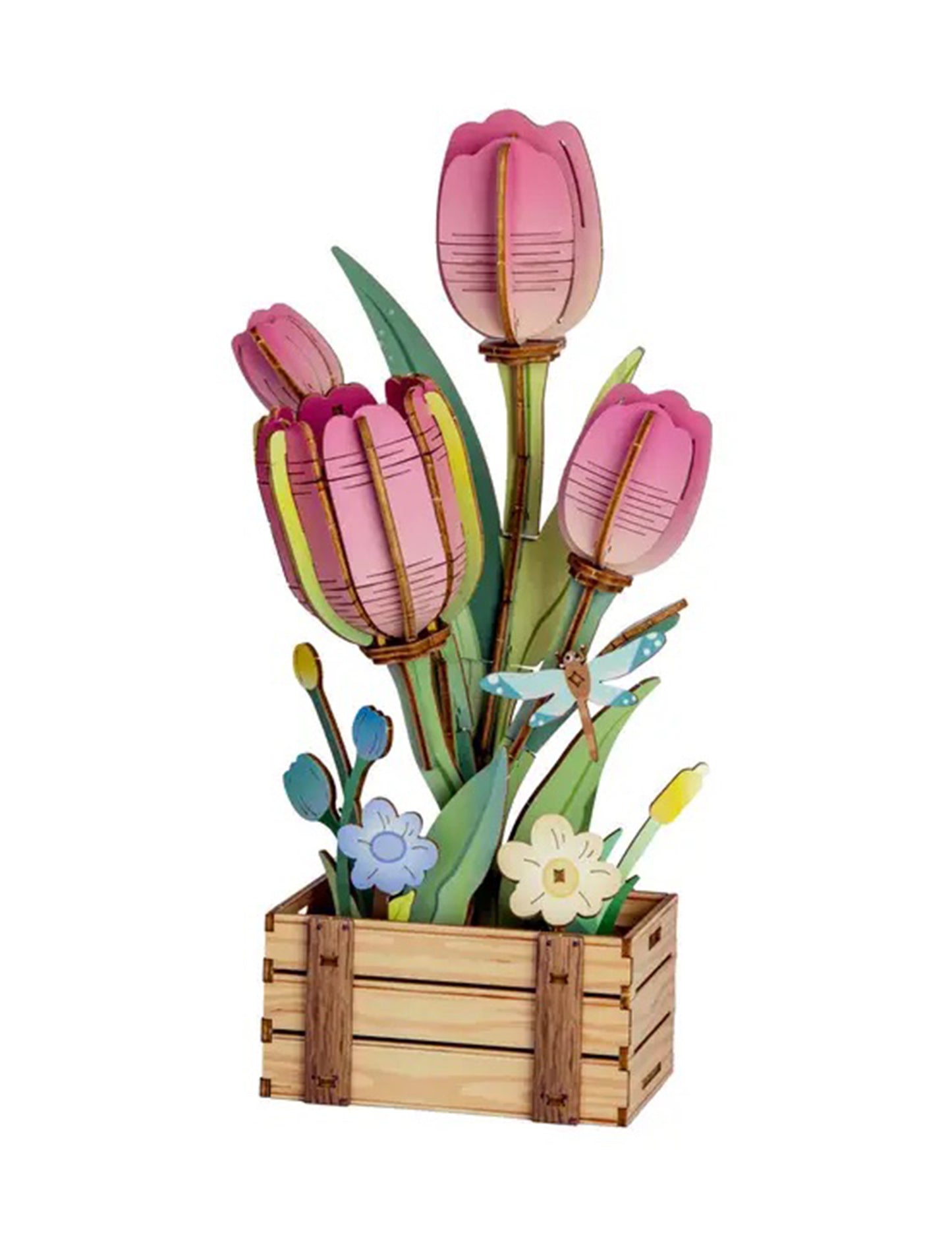 Pink Tulip Bloom Wooden Puzzle Kit