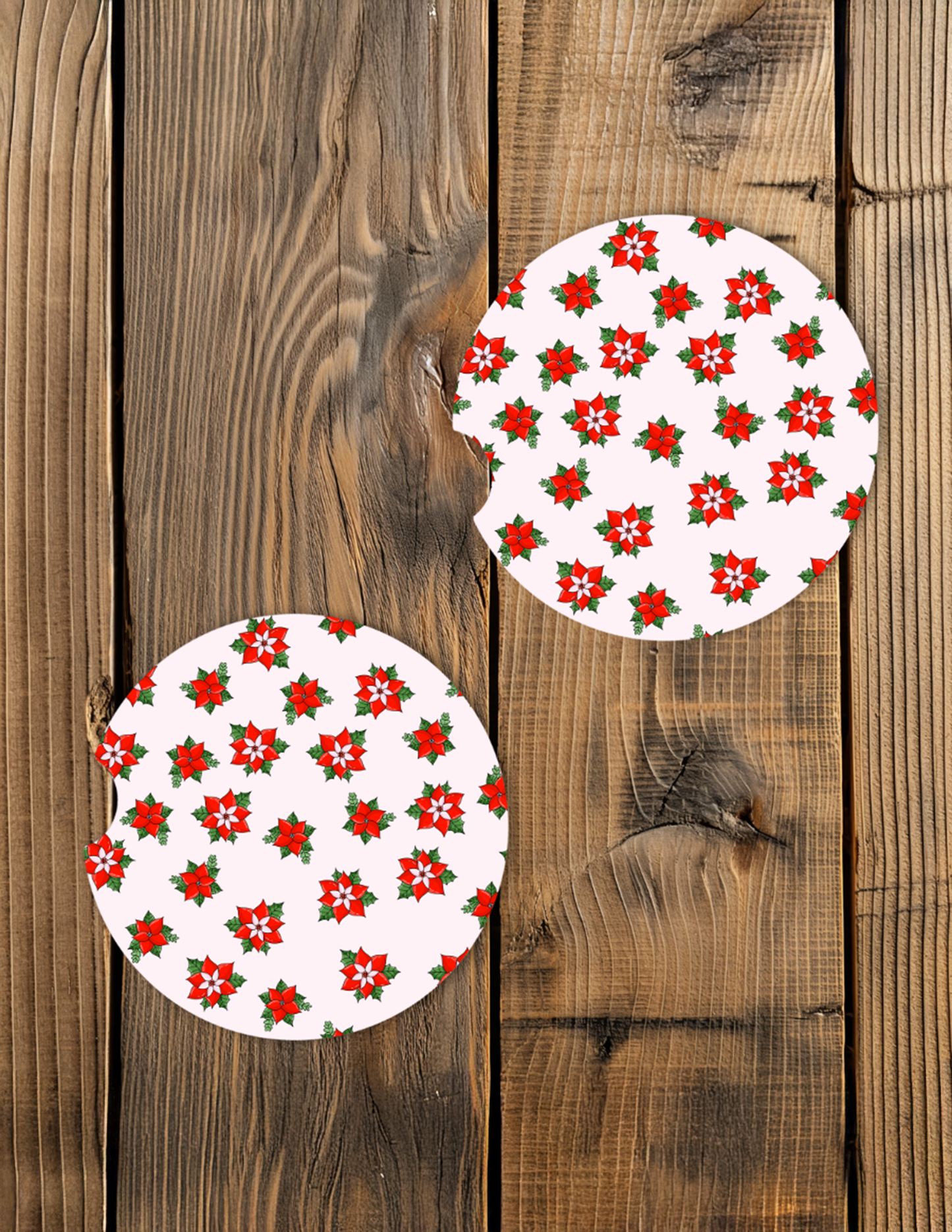 Poinsettia Car Coaster Set