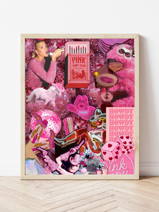 Pretty Pink Disco Cowgirl Print