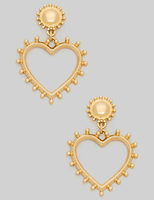 Pronged Heart Drop Earrings