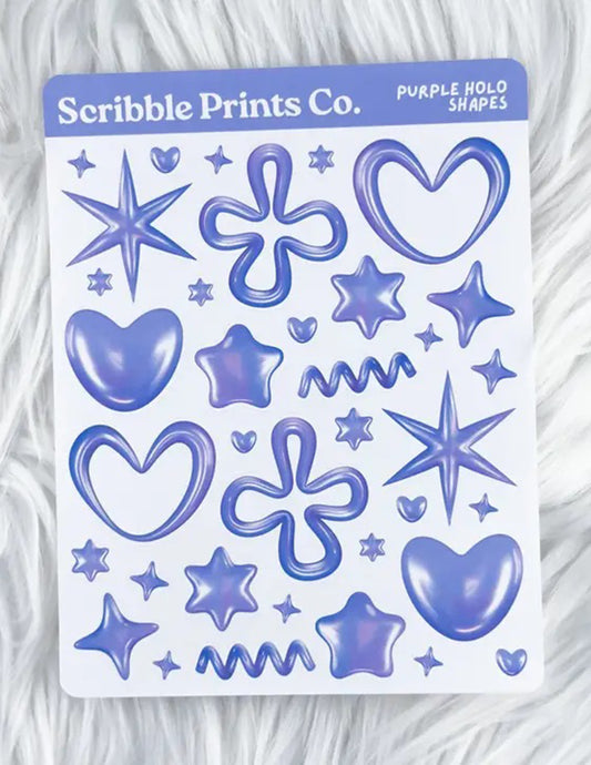Purple Holo Shapes Sticker Sheet