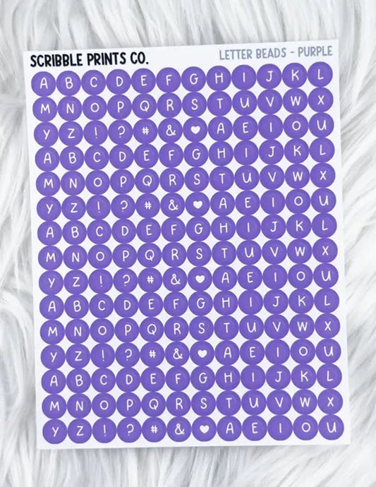 Purple Letter Beads Sticker Sheet