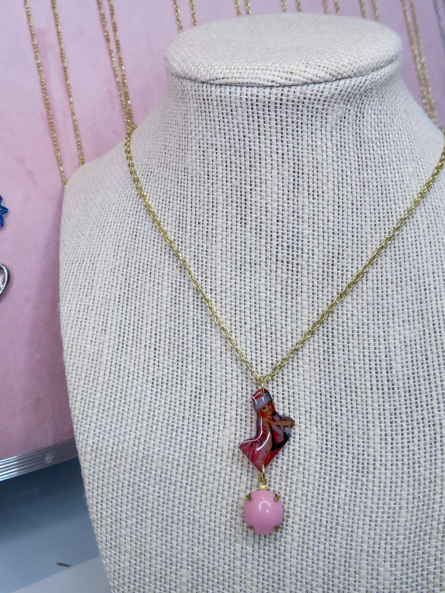 Santa Barbie Pendant Charm Necklace