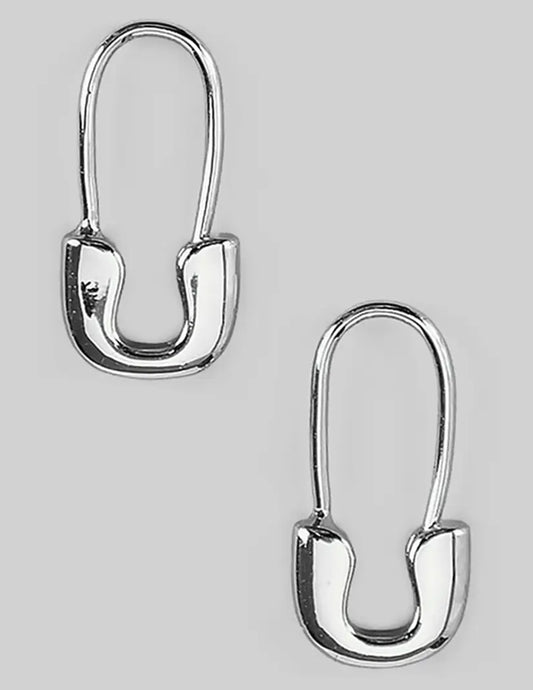 Silver Safety Pin Pull-Through Earrings
