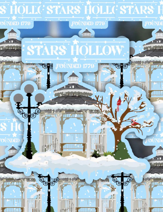 Snowy Town Gazebo Sticker