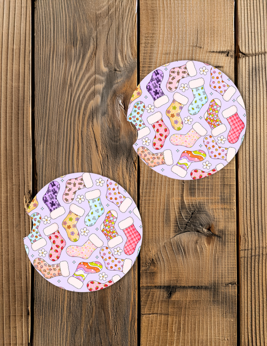 Stockings Car Coaster Set