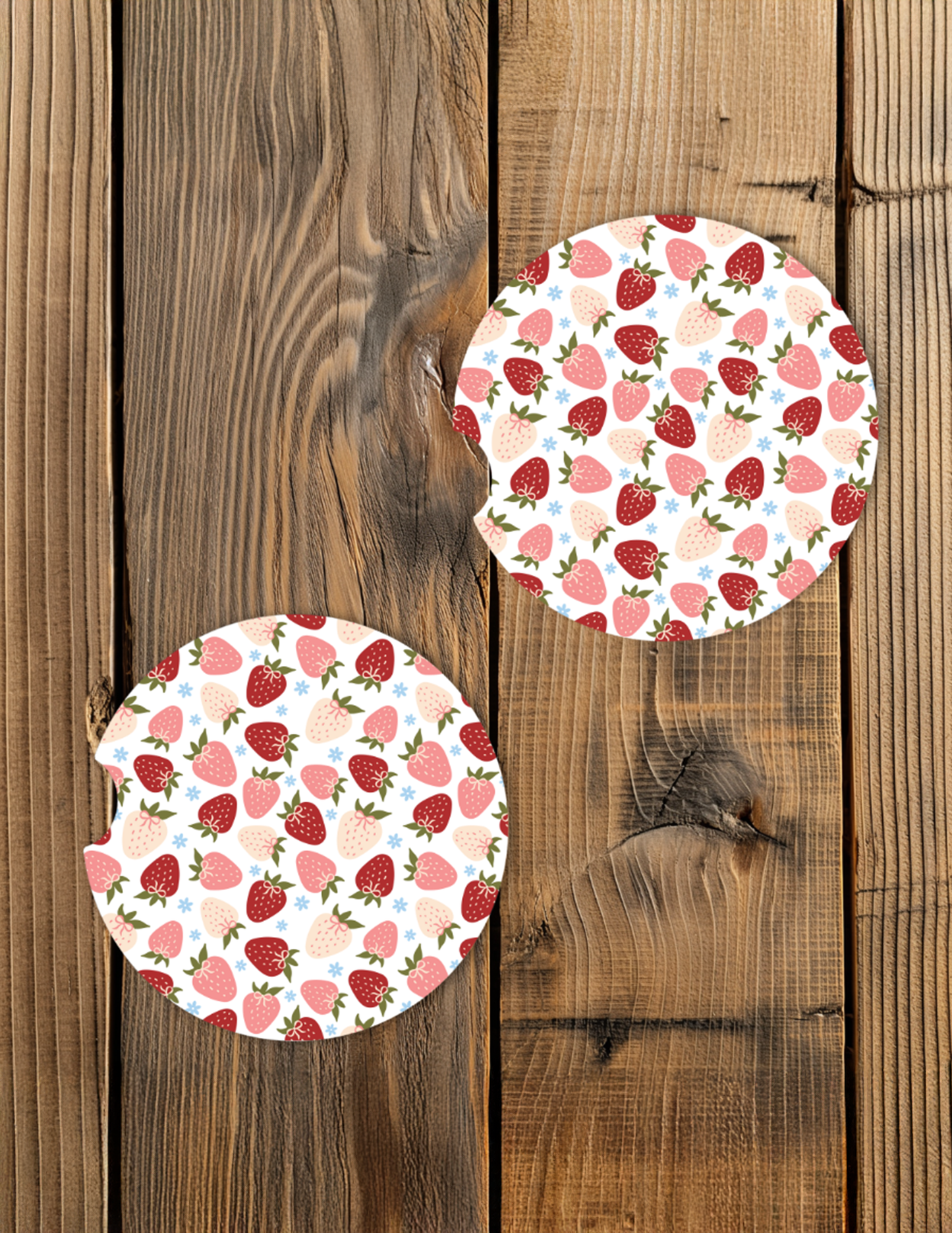 Strawberries Pattern Car Coaster Set