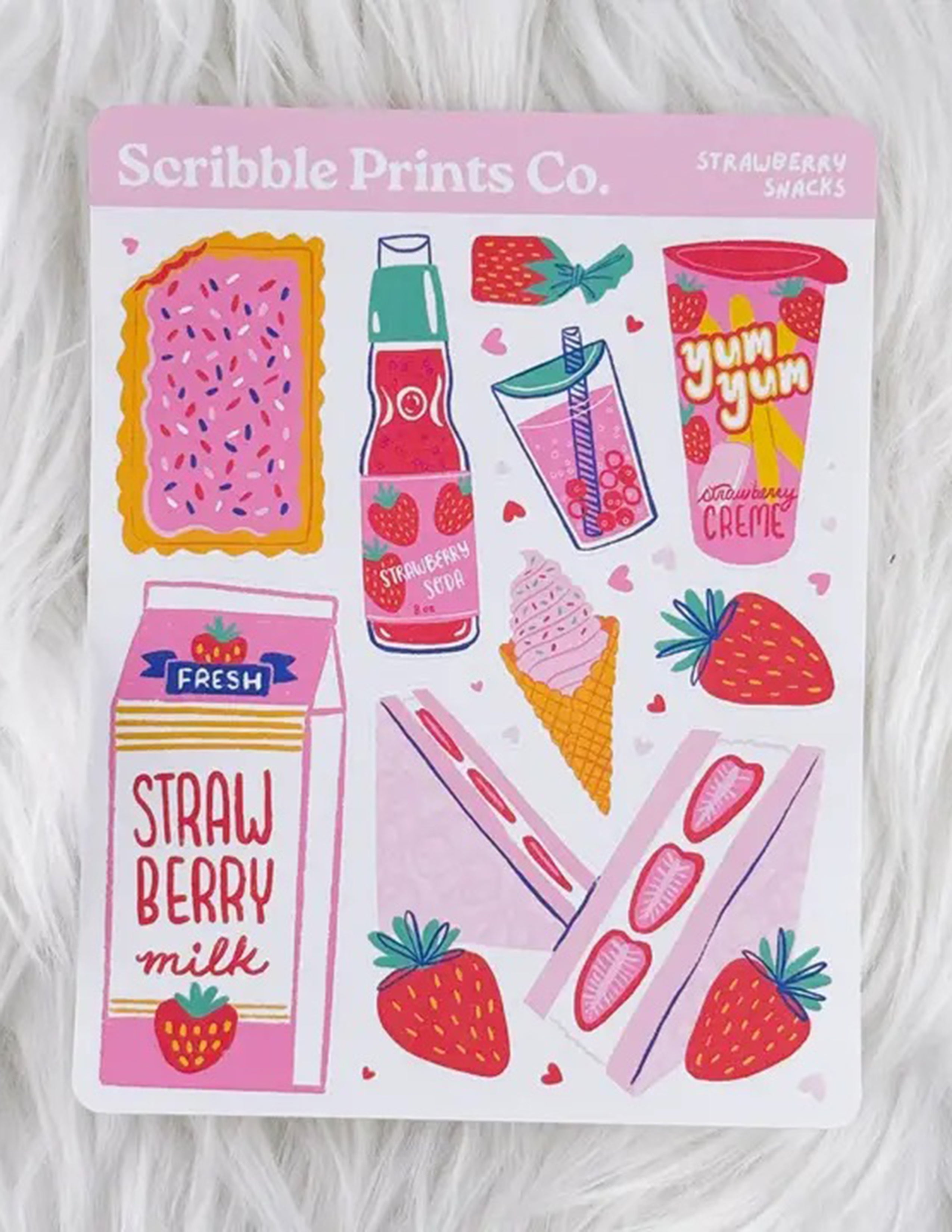 Snack Sticker Sheet Strawberry Snacks Sticker Sheet – Pop Cultur'd Co.