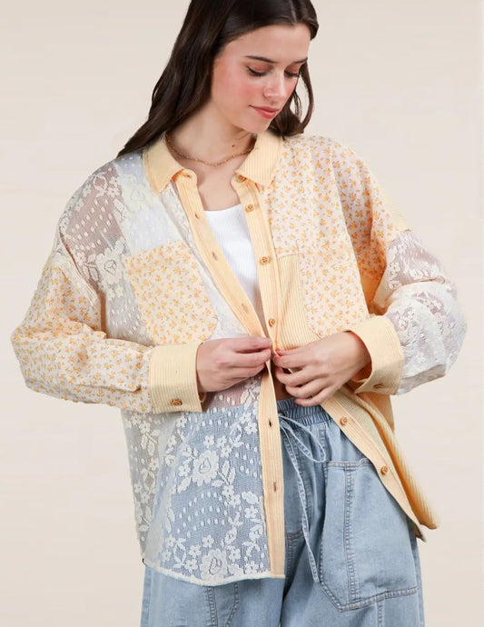 Sunshine Knit & Lace Shacket