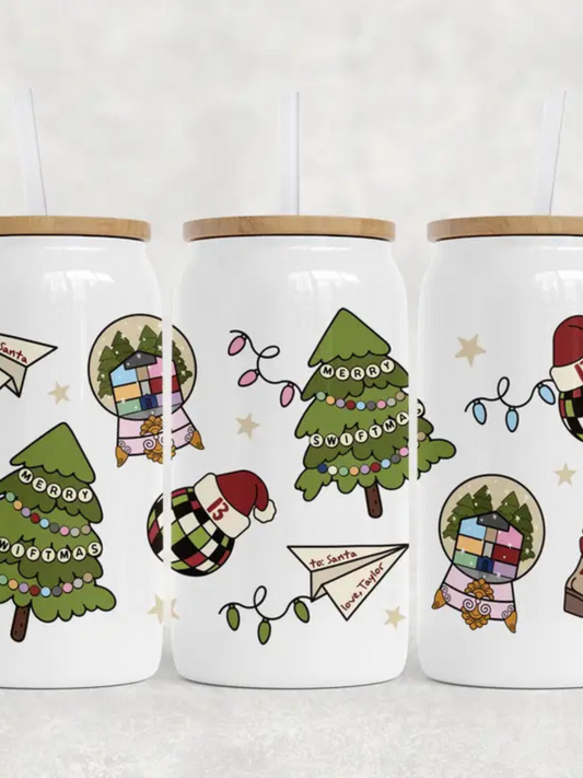 Swiftmas Snow Globes & Trees Glass Tumbler