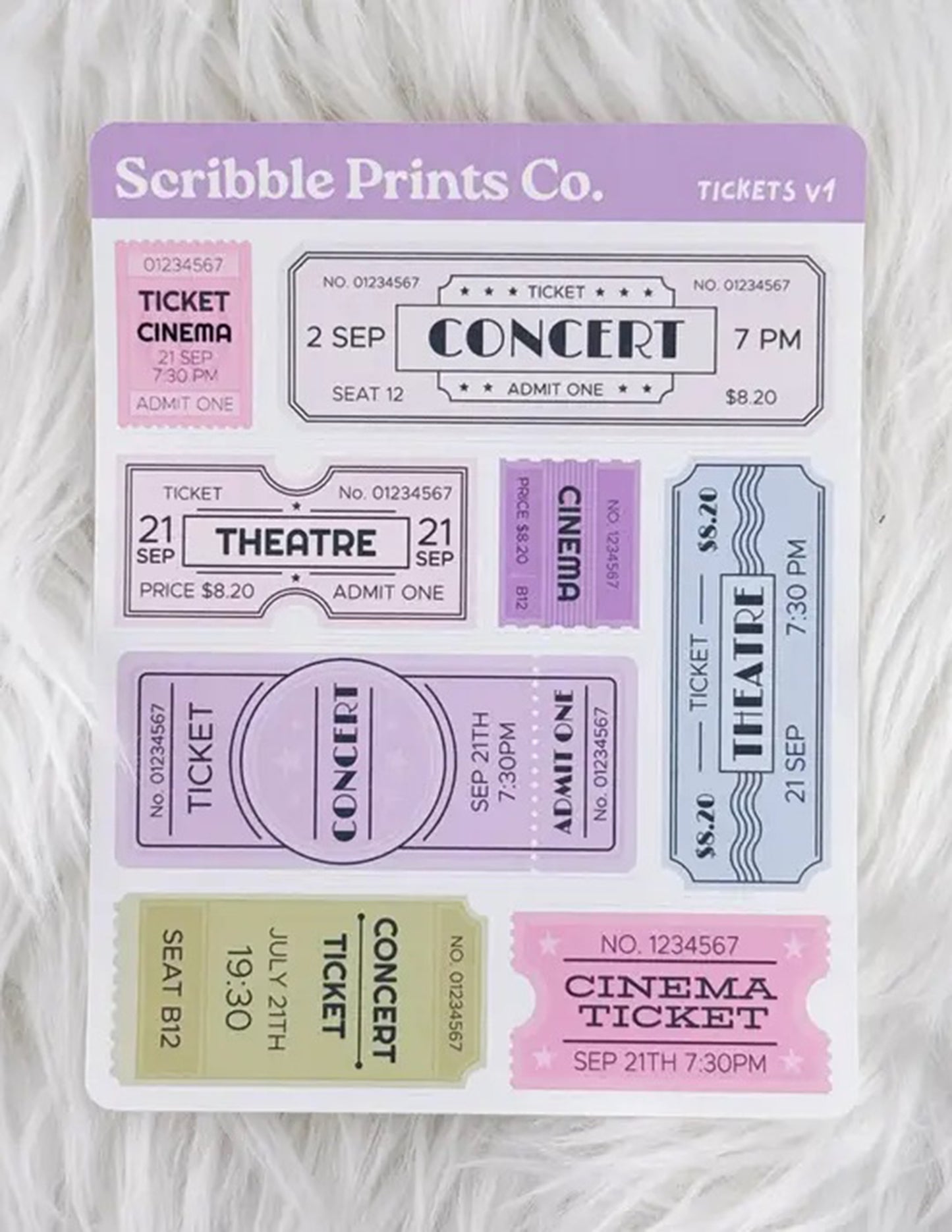 Tickets V1 Sticker Sheet