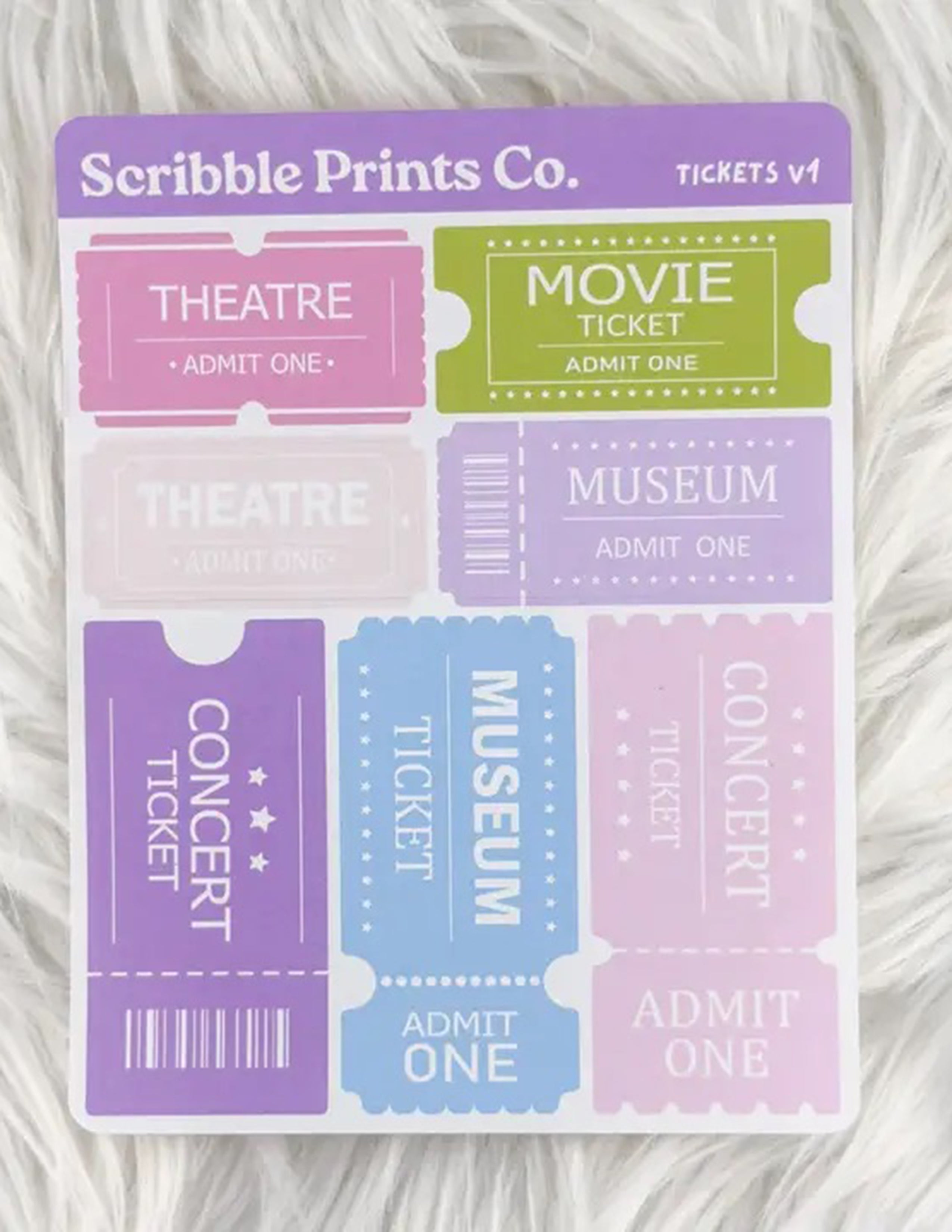 Fun Ticket Sticker Tickets V1 Sticker Sheet – Pop Cultur'd Co.