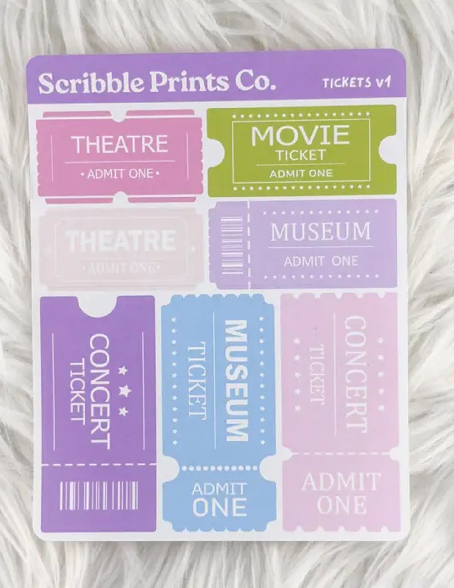 Tickets V1 Sticker Sheet