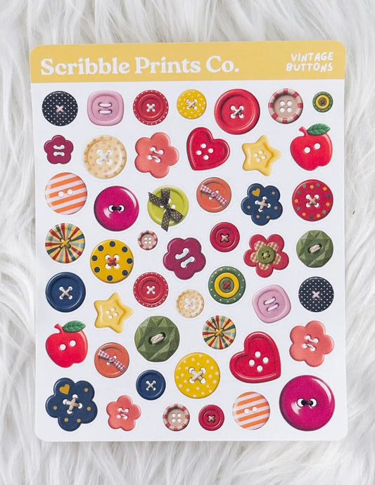 Vintage Buttons Sticker Sheet