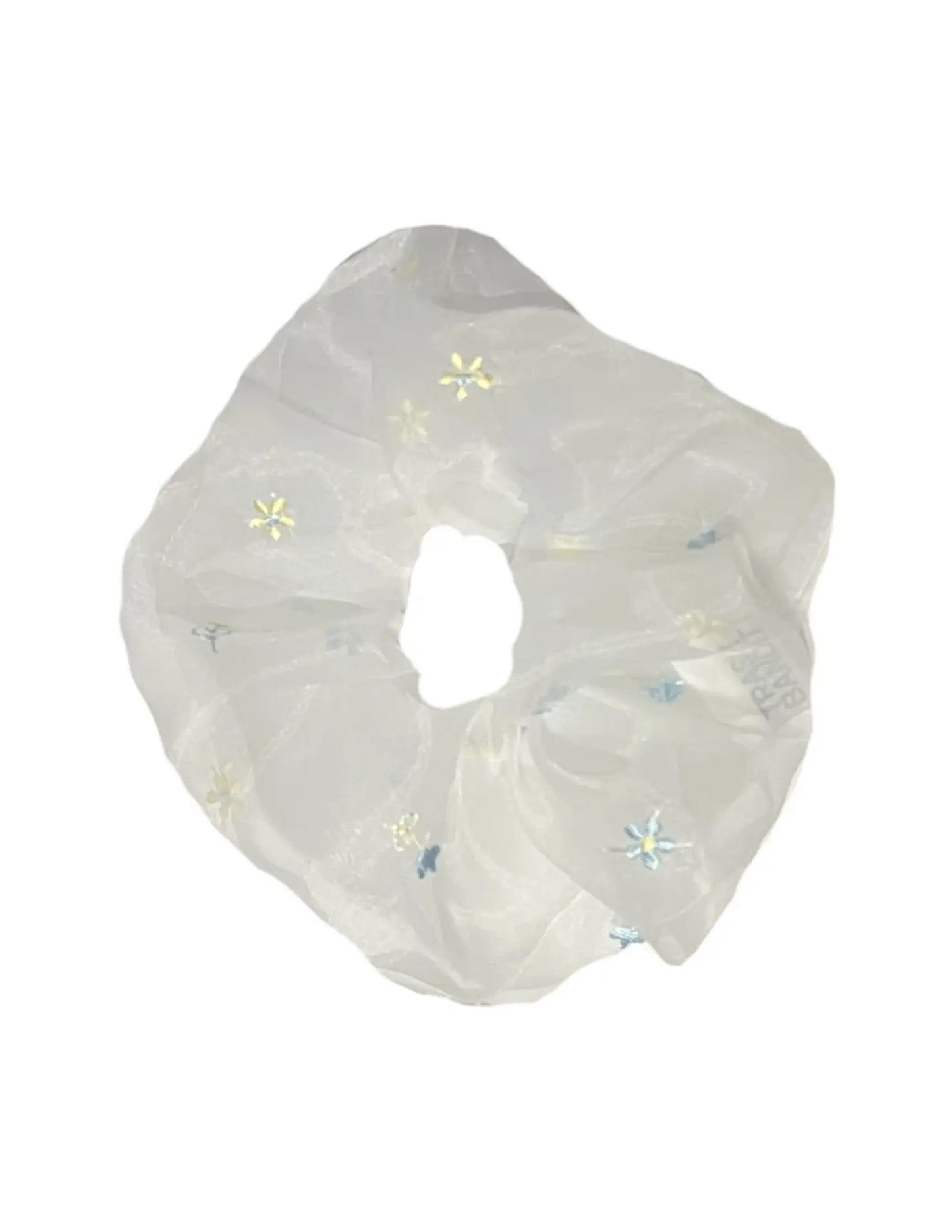 White Floral Organza Scrunchie