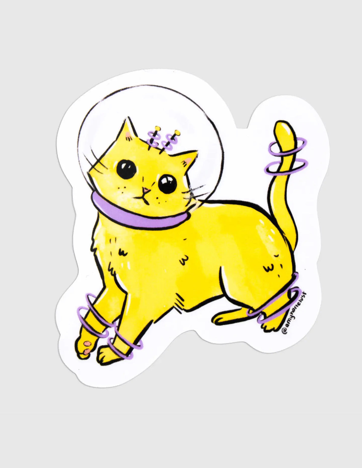 Yellow Space Kitty Sticker